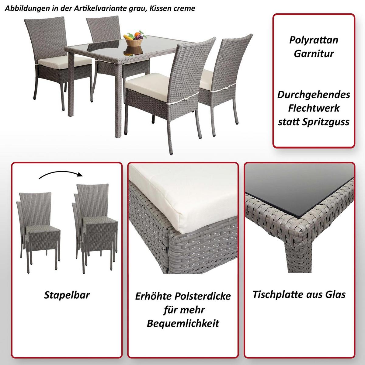 GARNITUR Grau, Anthrazit 5-teilig-Set - Anthrazit/Grau, Kunststoff - MCW