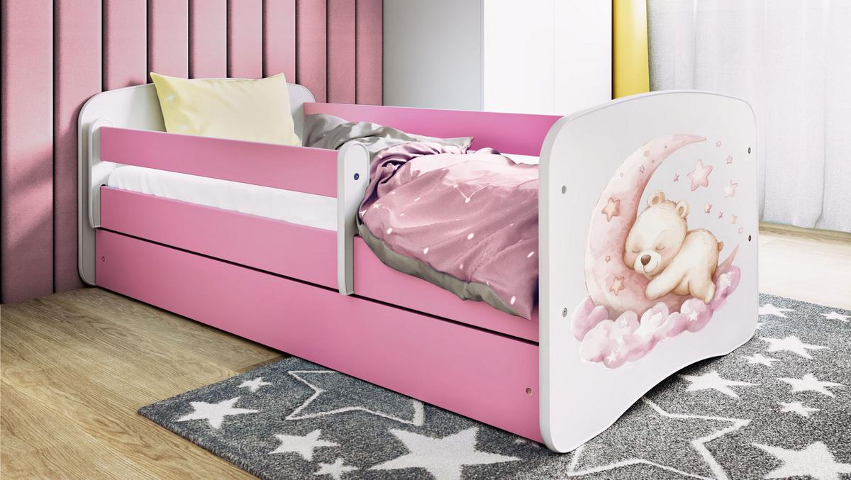 KINDERBETT Emily mit Schublade und Matratze, Rosa 80x180 cm - Roségold, Holzwerkstoff (180/80cm) - WFL GROUP