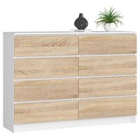 KOMMODE Weiß, Eiche Sonoma 99/138/40 - Weiß, Holzwerkstoff (138/99/40cm) - RAUMHIRSCH FURNITURE
