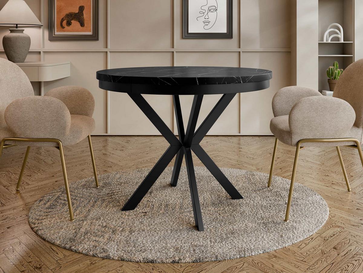 ESSTISCH ausziehbar Edder 90 - Schwarz, Holzwerkstoff/Metall (90/90/76cm) - MIRJAN24