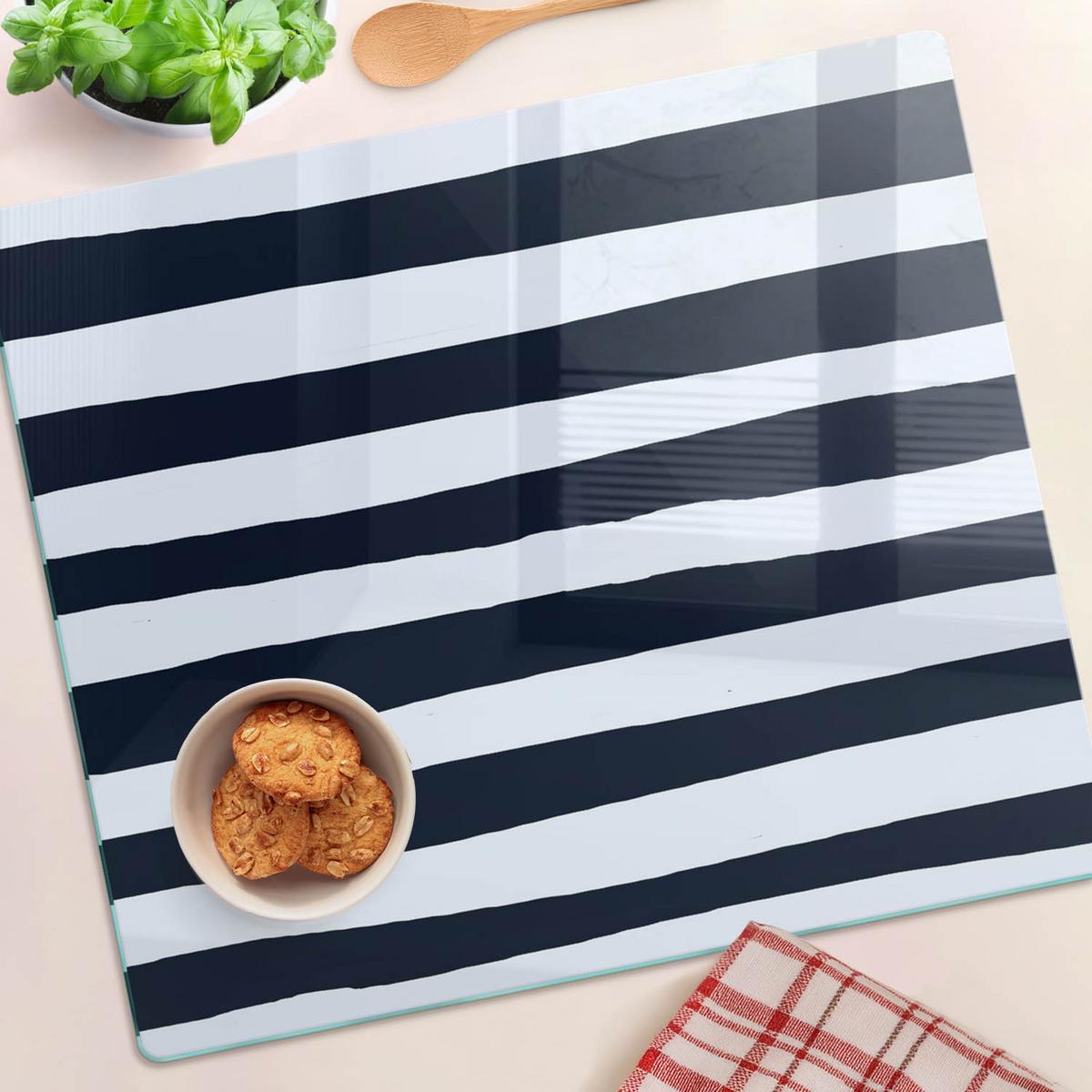 GLASPLATTE 60x52 cm Streifen - Schwarz, Glas (60/0.4/52cm) - TULUP