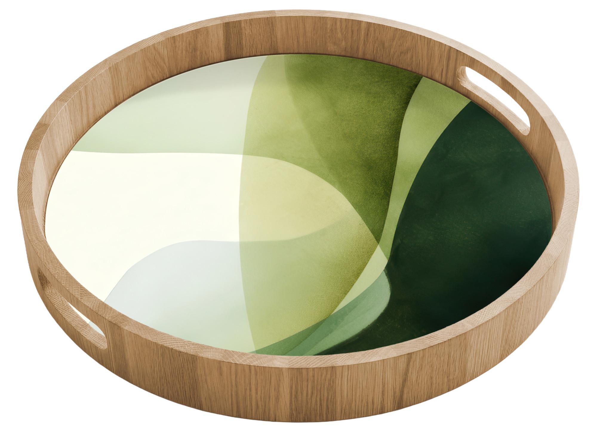 TABLETT Wellen - Abstrakt - Hellgrün - Ornamental 40x40 cm - Grün, Holz (40/5/5cm) - OnlyWow