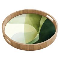 TABLETT Wellen - Abstrakt - Hellgrün - Ornamental 40x40 cm - Grün, Holz (40/5/5cm) - OnlyWow