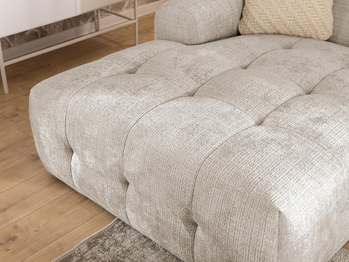 ECKSOFA mit Ottomane links, raffinierten Steppungen, Wellenunterfederung, B234/T161/H79 cm, Chenille-Bezug in Sandgrau / 21038 - Sandfarben/Greige, Kunststoff/Textil (234/79/161cm) - luma-home