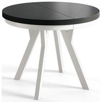 RUNDER Esstisch ausziehbar – Moderner Wohnzimmertisch und Küchentisch – Tisch mit Stabile Konstruktion, Durchmesser 100 cm - 200 cm - Farbe Schwarz - Schwarz/Weiß, Holzwerkstoff (100/100/77cm) - Alpi-Möbel