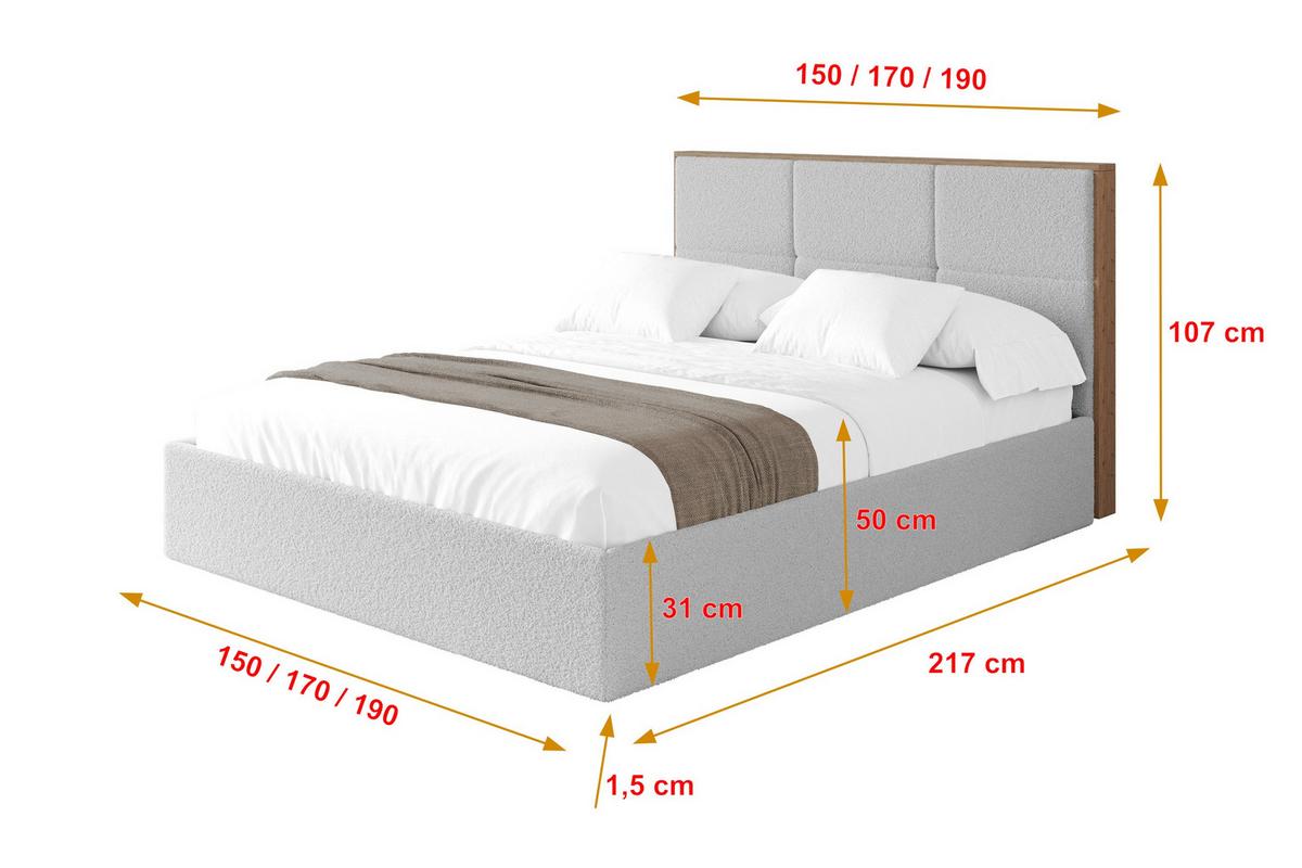POLSTERBETT mit Bettkasten und Lattenrost, Bett mit Matratze H3/H4 - LILA 140x200 Hellgrau - Silberfarben, Holzwerkstoff/Textil (140/200cm) - ALTDECOR