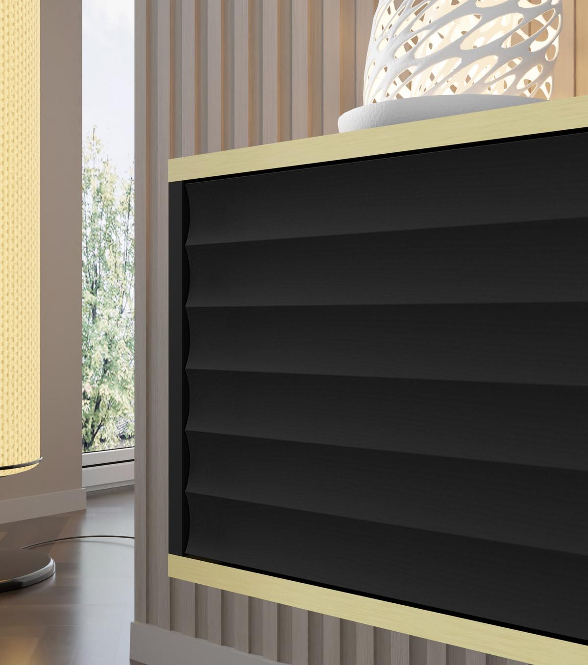 TV LOWBOARD Schwarz, Gold 180/33/40 - Schwarz, Holzwerkstoff (180/33/40cm) - RAUMHIRSCH FURNITURE
