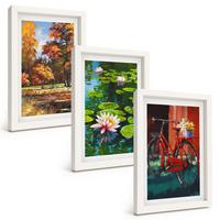 BILDER SET 3er Set - 20x30 cm Weißer Rahmen - Herbstfarbene Lilienterrasse - Weiß, Kunststoff (20/30cm) - TULUP