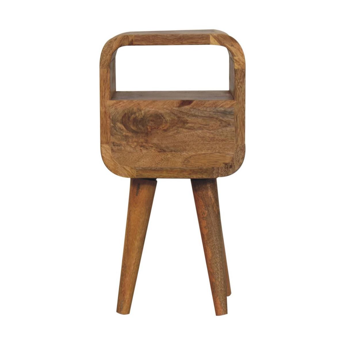 NACHTKASTEN Extra Mini Eichenoptik Geschwungen, 1 Schublade und Offenes Fach, Beige - Beige/Messingfarben, Holz/Metall (20/40/20cm) - Artisan Furniture