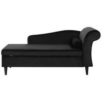 CHAISELONGUE Samtstoff schwarz rechtsseitig Luiro - Dunkelbraun/Schwarz, Textil (160/77/70cm) - Beliani
