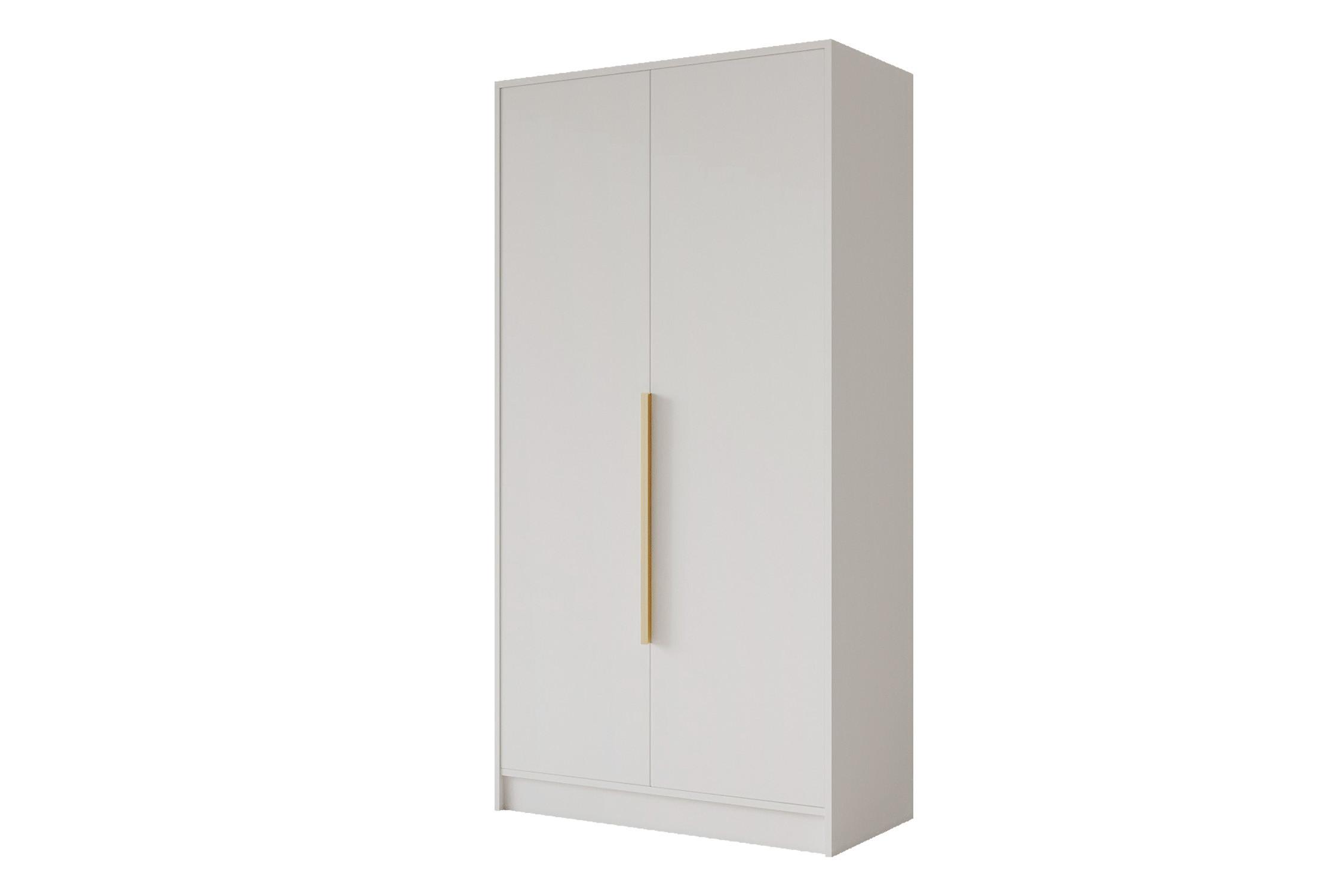 KLEIDERSCHRANK - PORTO - 102 - Weiß - Goldfarben/Weiß, Holzwerkstoff (102/200/51cm) - ALTDECOR