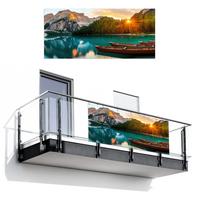 BALKON-SICHTSCHUTZ See - Berge - Sonnenuntergang - Boot Witterungsbeständig 200x90 cm - Petrol, Kunststoff (200/90cm) - MuchoWow