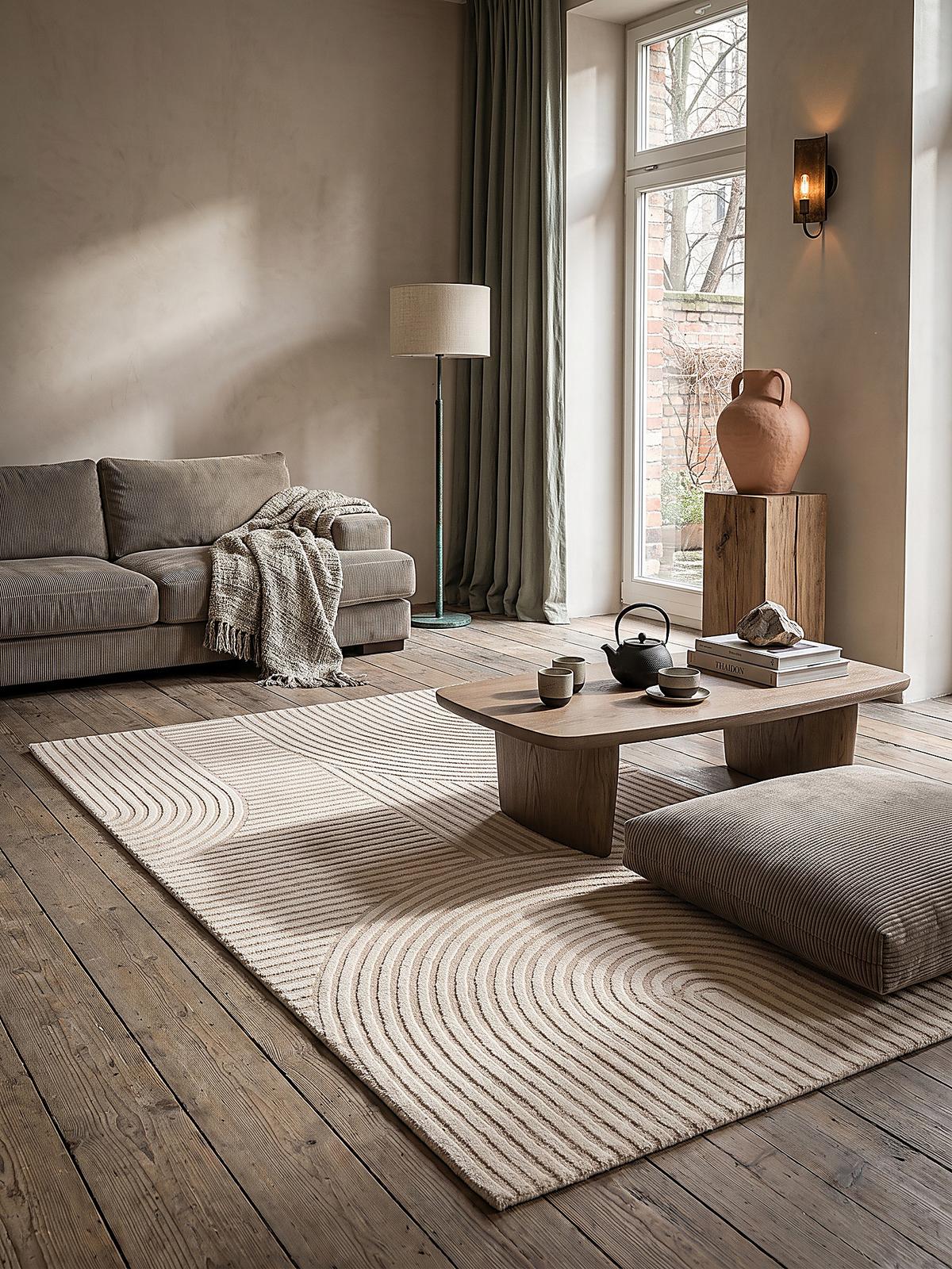 LÄUFER CETINA Geometrisch Polypropylen-Polyester Beige 80 x 300 cm - Beige, Textil (80/300cm) - KADIMA DESIGN