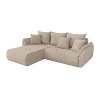 ECKSOFA mit Schlaffunktion Ottomane Links TOKO-L 277x194x86 Beige Velours - Schwarz/Sahara, Holzwerkstoff/Kunststoff (277/194cm) - ALTDECOR