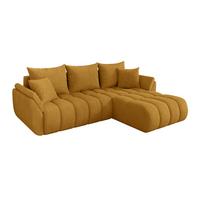 ECKSOFA mit Schlaffunktion Ottomane Rechts TOKO-L-v1 277x194x86 Senfgelb Cord - Dunkelgelb/Schwarz, Holzwerkstoff/Kunststoff (277/194cm) - ALTDECOR