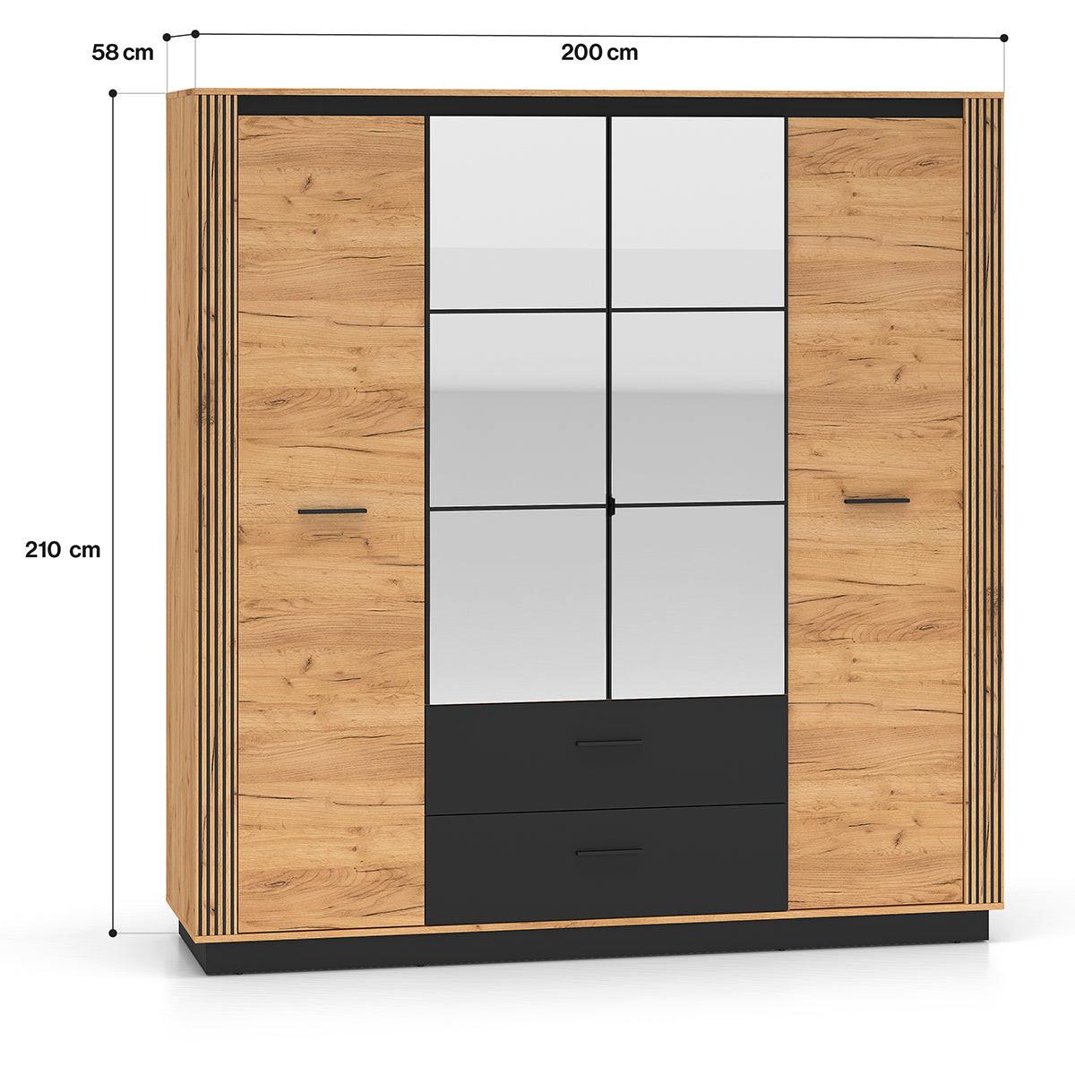KLEIDERSCHRANK 4 Türen Solal Holz - Braun, Holzwerkstoff (200/210/58cm) - Petits-meubles