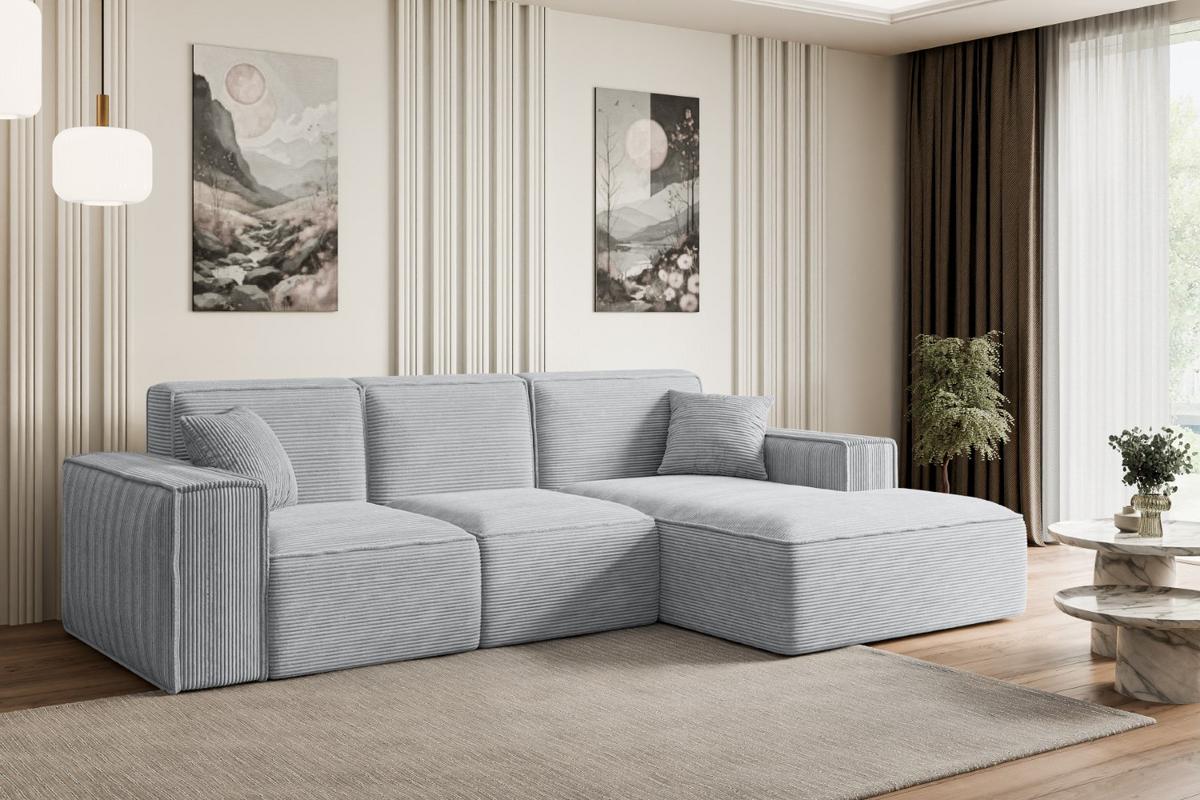 ECKSOFA Ottomane Rechts SERRA-L - 266x169x80 cm Grau Cord - Schwarz/Grau, Holzwerkstoff/Kunststoff (266/169cm) - ALTDECOR