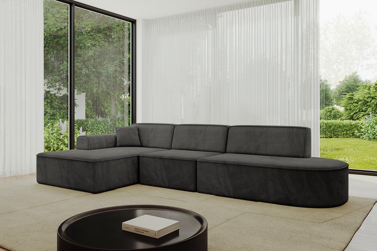 ECKSOFA Ottomane Links IREA-L2-v3 - 327x165x77 cm Ecru - Anthrazit, Holzwerkstoff/Textil (327/165cm) - ALTDECOR