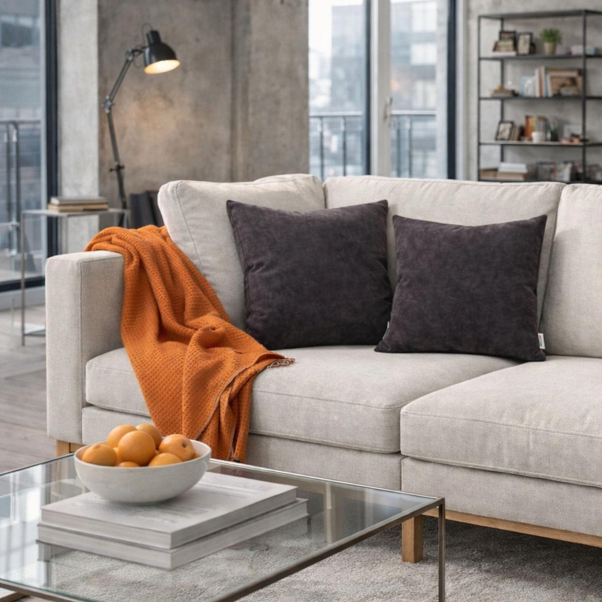 DEKOKISSEN Uni Anthrazit 45x45 cm mit Füllung - Anthrazit, Textil (45/45cm) - Deco-Raum