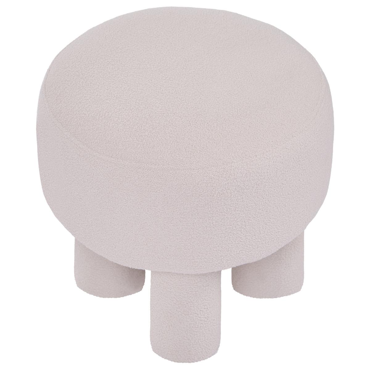 HOCKER Bouclé Cremeweiß Canby - Weiß, Textil (43/38/43cm) - Beliani