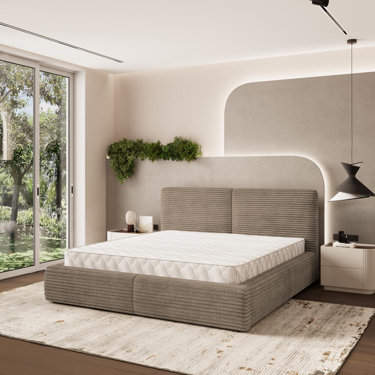 POLSTERBETT FELURO 140x200 cm mit Bettkästen - Beige - Beige, Holz (140/200cm) - MASSENO