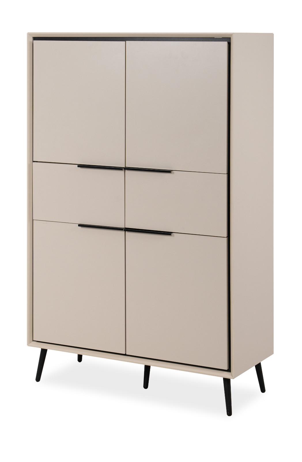 HIGHBOARD Sand und Schwarz 90 x 140 cm, Schrank mit Soft-Close-Funktion - Sandfarben/Schwarz, Holzwerkstoff/Kunststoff (90/140/38cm) - Furn.Design