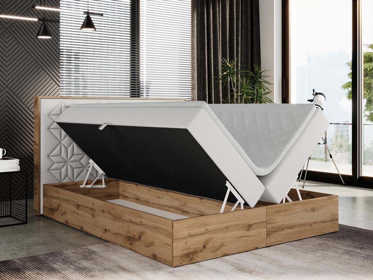 BOXBETT NESSI - 120/200 Weiß Kunstleder - H4 - Weiß, Holz/Textil (120/200cm) - MKS