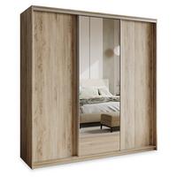 SCHWEBETÜRENSCHRANK TAVI 200/205/60 cm 3-türig mit Spiegel Sonoma Eiche - Sonoma Eiche, Holzwerkstoff (200/205/60cm) - MASSENO