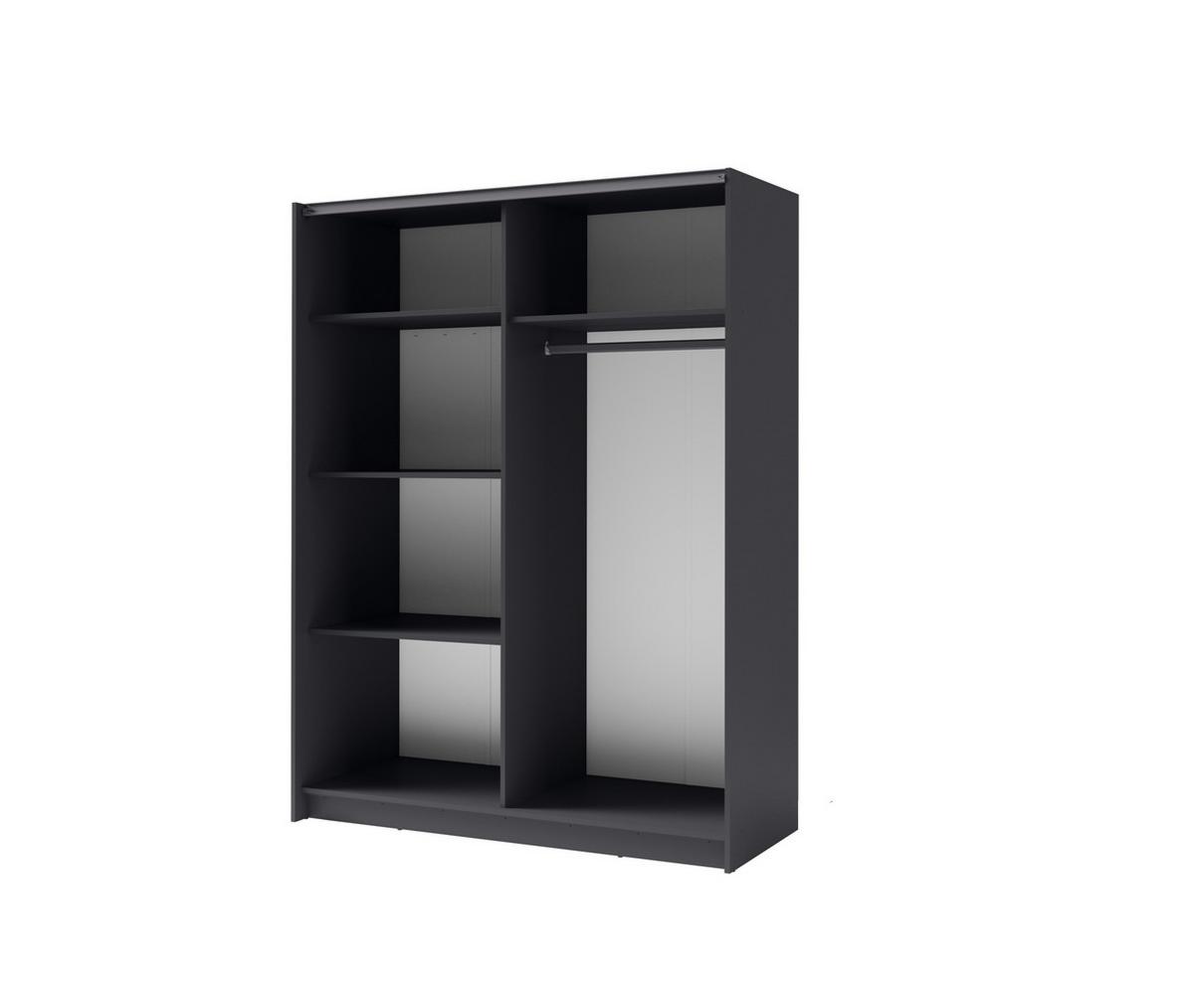 SCHWEBETÜRENSCHRANK ELRON 150,6/198,5/62cm 2-türig Graphit - Graphitfarben, Holzwerkstoff (150.6/198.5/62cm) - MASSENO