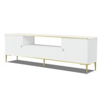 TV LOWBOARD Weiß, Gold 180/55/35 - Weiß, Holzwerkstoff (180/55/35cm) - RAUMHIRSCH FURNITURE
