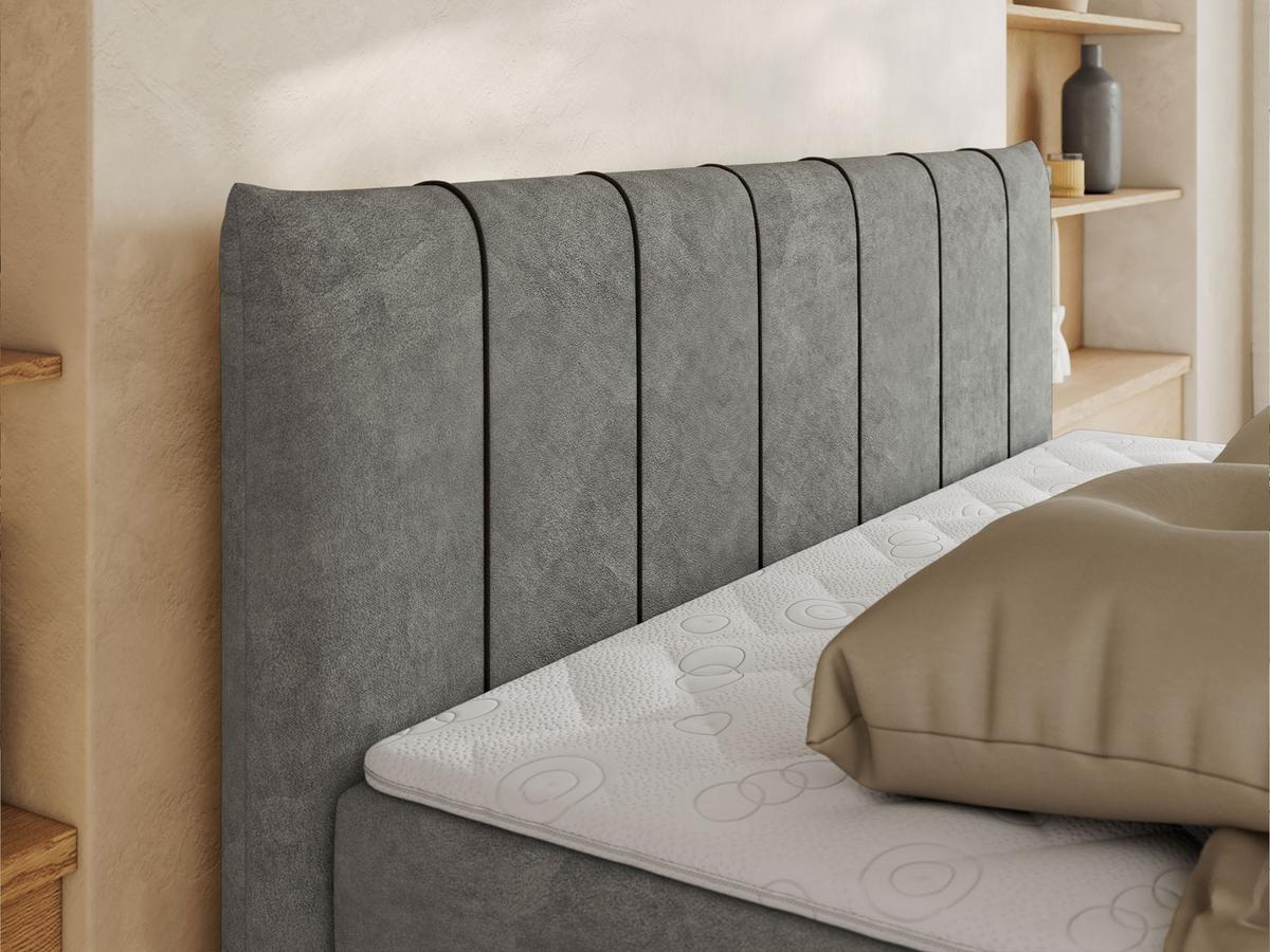 BOXBETT DRINEA 180/200 - Grau Velours - H4 - Grau, Textil (180/200cm) - MKS