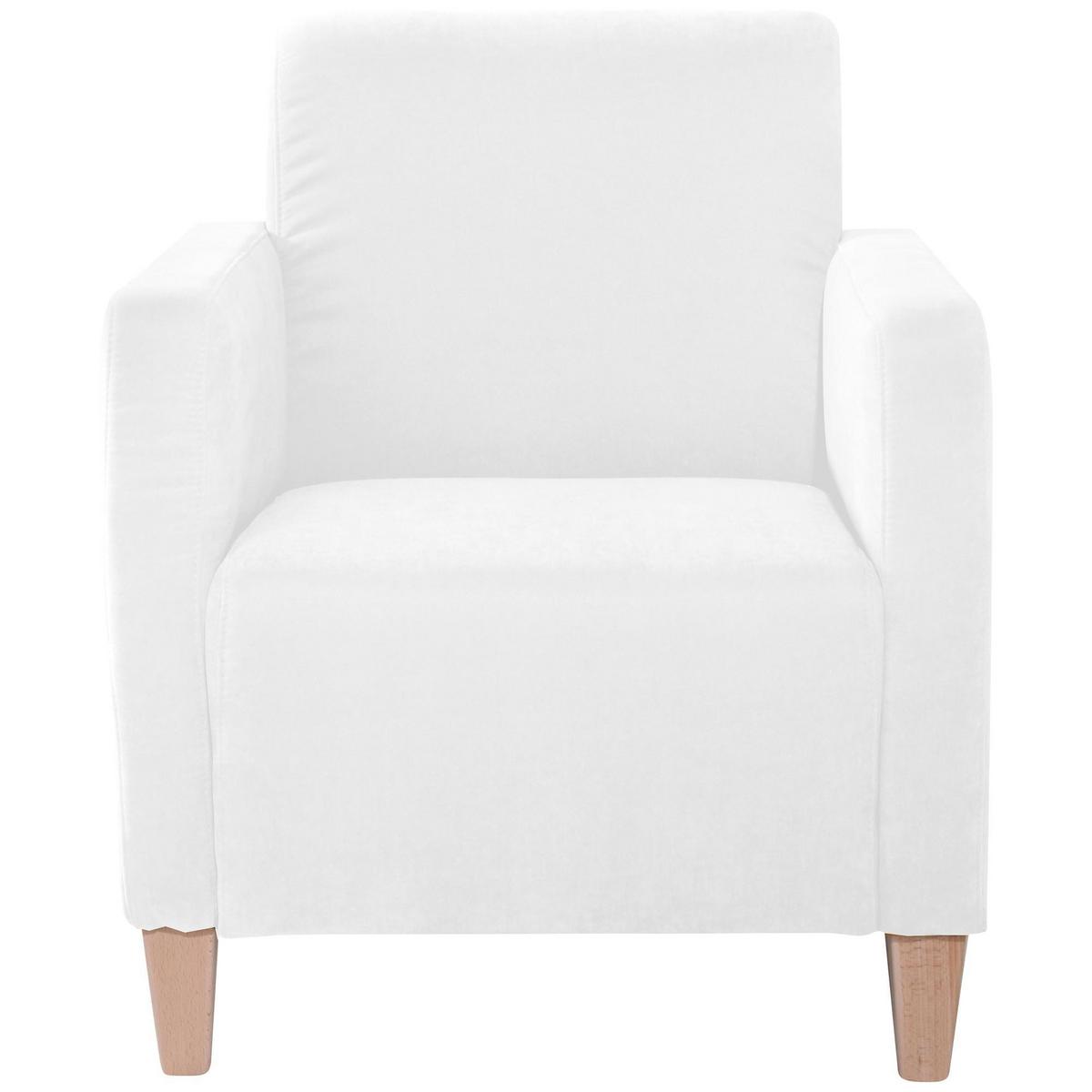 SESSEL Karol Bezug Veloursstoff Buche natur / creme - Weiß, Kunststoff (71/81/70cm) - 58aufmkessel