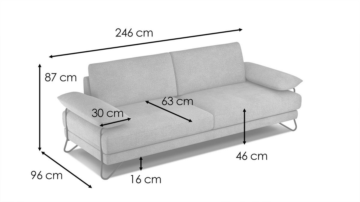 SOFA LORI 3-Sitzer, mintgrün - Schwarz/Mintgrün, Holzwerkstoff/Textil (245/87/96cm) - Wozimo