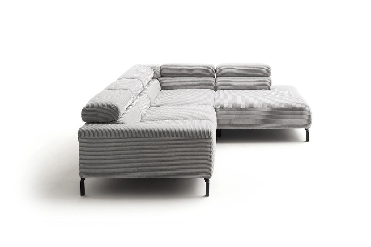 ECKSOFA DELIA Hellgrau Cord - Hellgrau/Schwarz, Textil/Metall (276/219cm) - KAWOLA