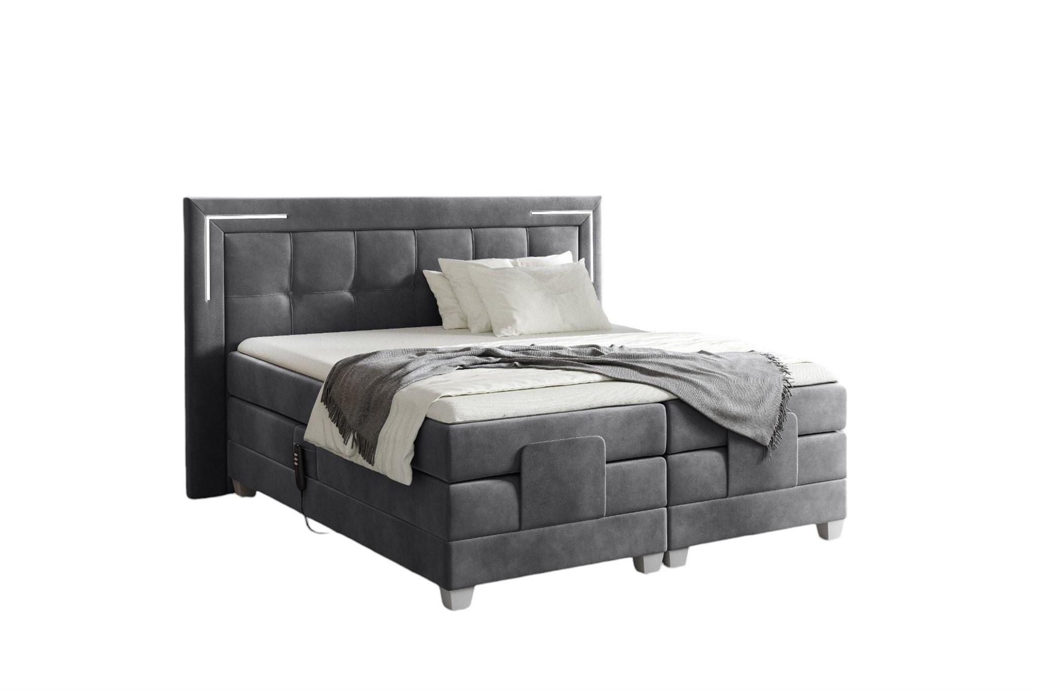 BOXSPRINGBETT Bett Elektrisch Dores - Grau, Holzwerkstoff/Textil (200/200cm) - Fun Möbel