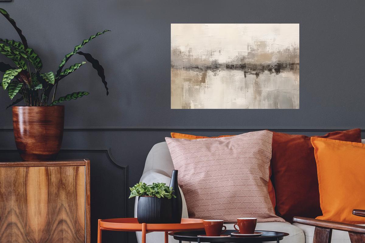 WANDTATTOO Moderne Kunst - Abstrakt - Beige Deko Wohnzimmer 60x40 cm - Beige, Kunststoff (60/40/0.1cm) - MuchoWow