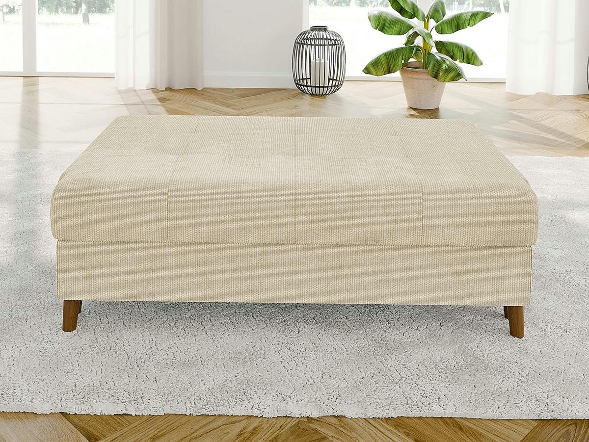 ECKSOFA inkl. Hocker Sigurd Beige Chenille - Ottomane Links - Beige/Braun, Holz/Textil (231/161cm) - S-Style Möbel