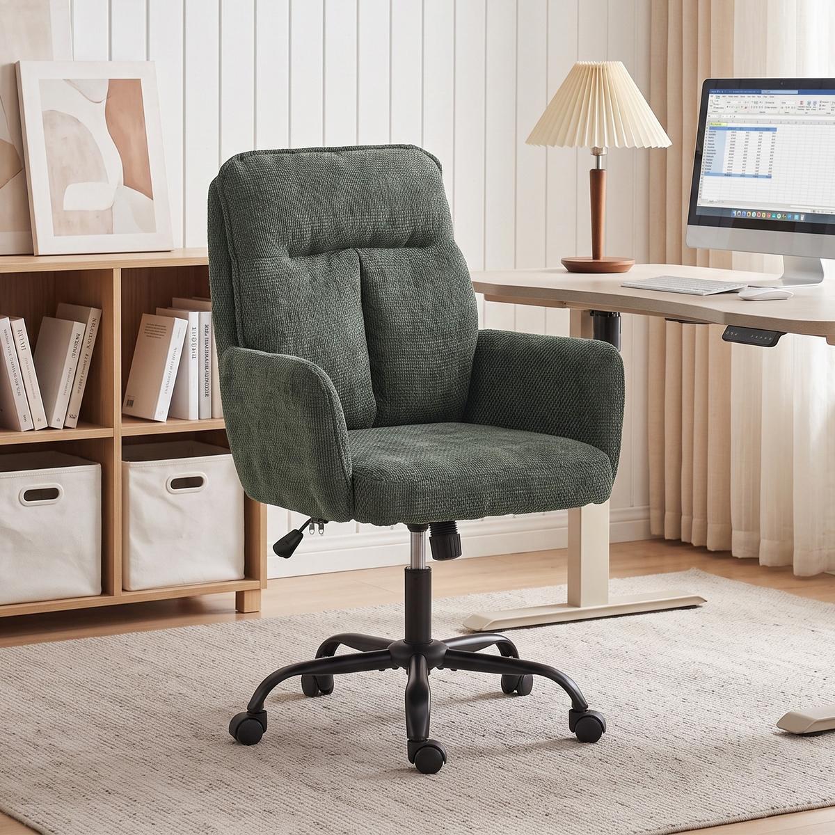 BÜROSTUHL Polyester Dunkelgrün - Dunkelgrün/Schwarz, Holzwerkstoff/Textil (67/103/72cm) - HOMCOM