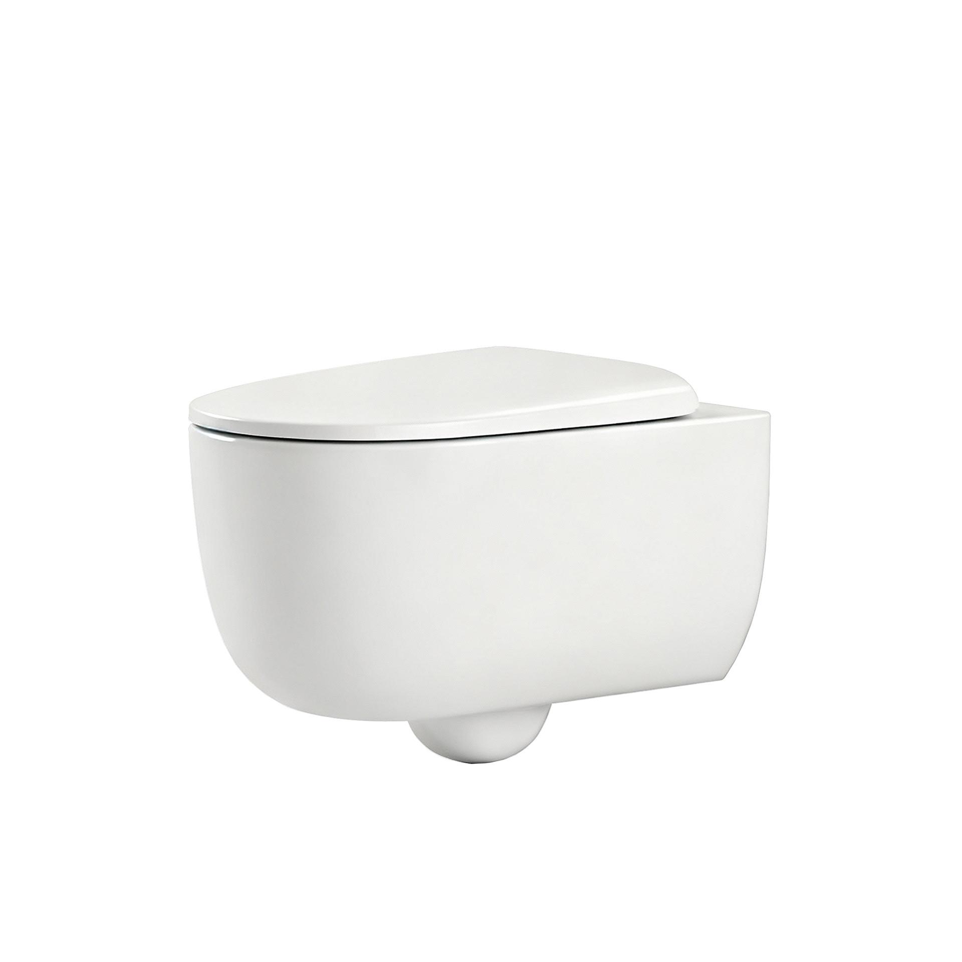 WAND-WC Set 55,5 x 36,5 cm inkl. WC-Sitz mit Absenkautomatik weiß glänzend - Weiß, Keramik (36.5/36/55.5cm) - EMKE