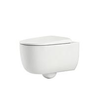 WAND-WC Set 55,5 x 36,5 cm inkl. WC-Sitz mit Absenkautomatik weiß glänzend - Weiß, Keramik (36.5/36/55.5cm) - EMKE