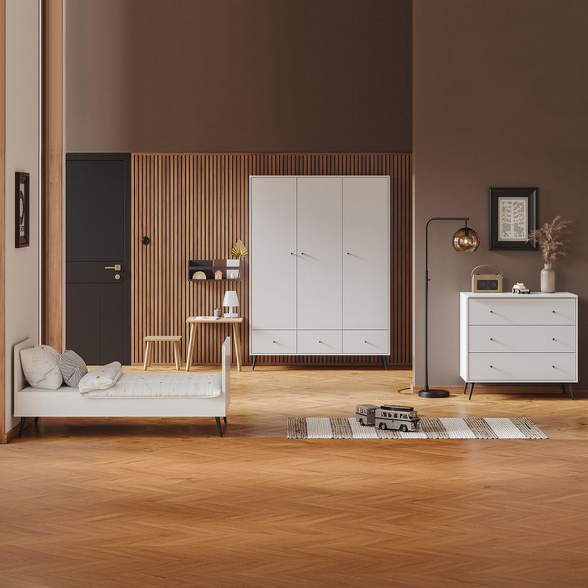 SCHRANK 3 Türen Blanca Weiß - Weiß, Holzwerkstoff (133.2/185/50cm) - Petits-meubles