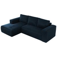 ECKSOFA TRENTINO L Dunkelblau Velvet - Links - Schwarz/Dunkelblau, Kunststoff/Textil (266/164cm) - MKS