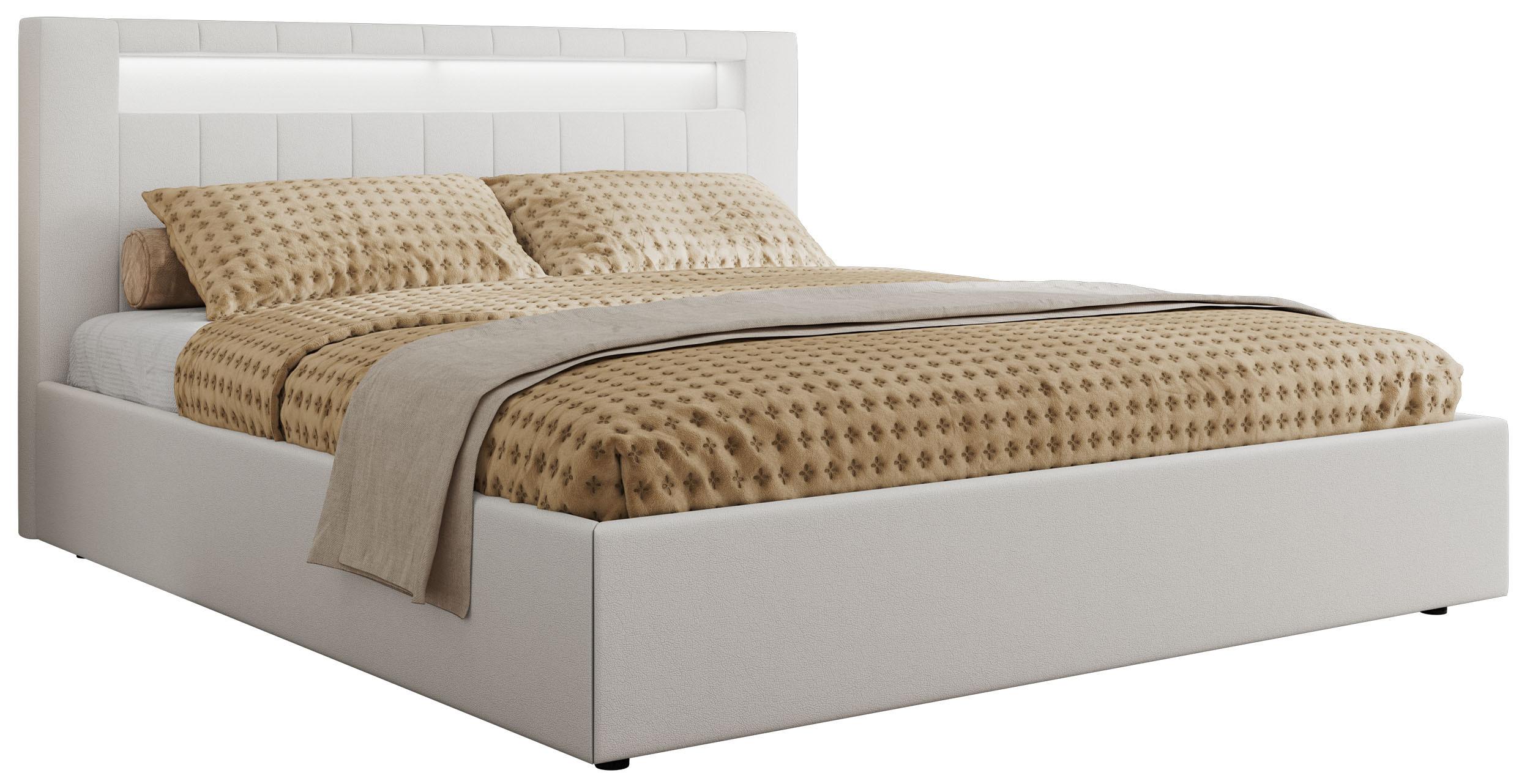 POLSTERBETT GOLD 5 CLASSIC 200/200 - Weiß Kunstleder - Schaum-Matratze - Weiß, Textil (200/200cm) - MKS