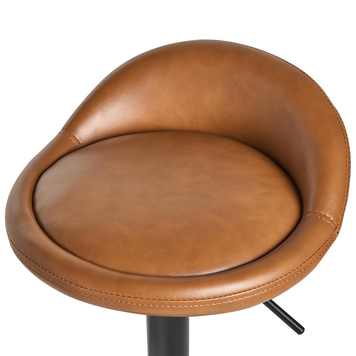 BARHOCKER 2er-Set Kunstleder drehbar Braun Meeder - Goldfarben, Kunststoff (38/69/40cm) - Beliani