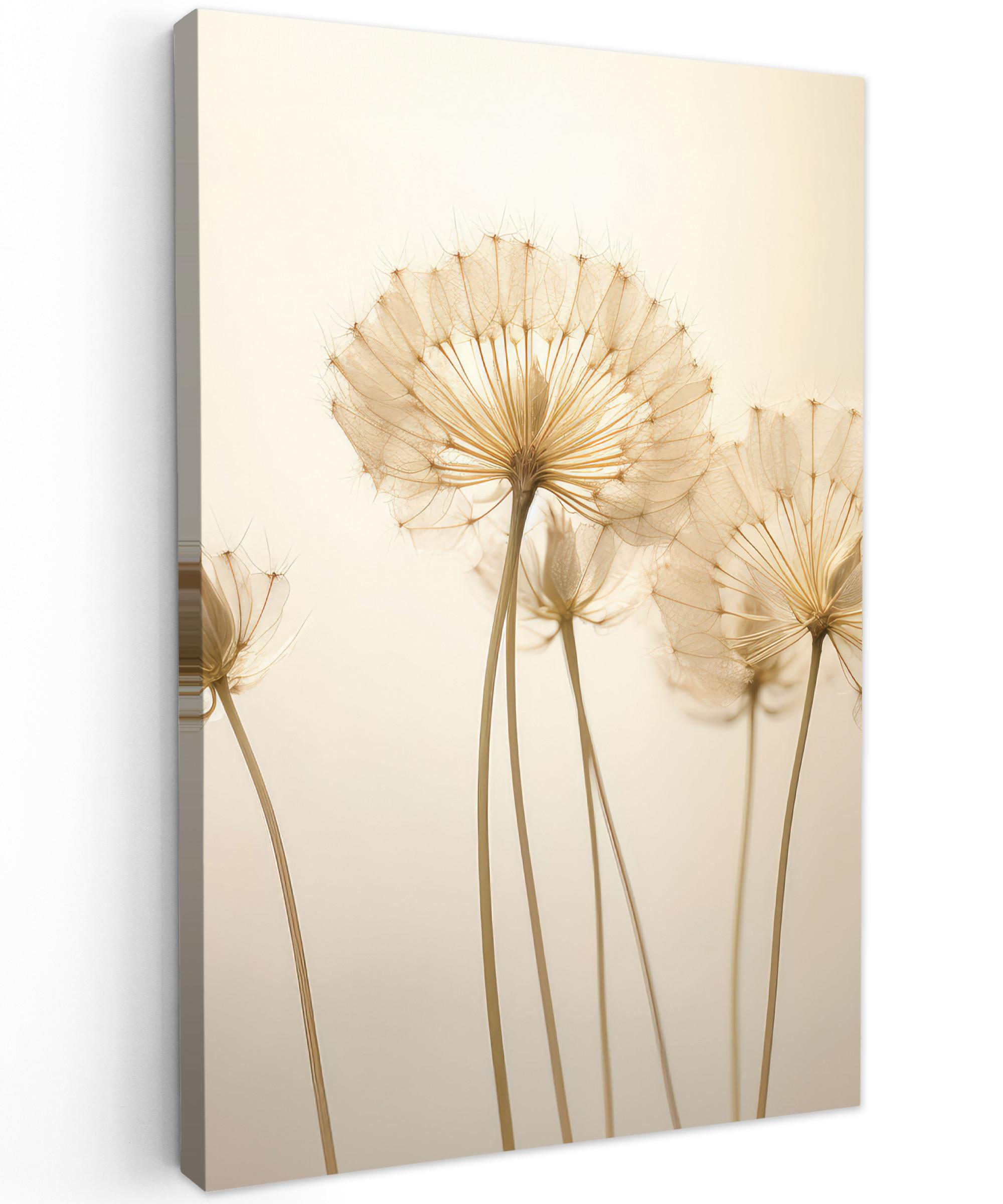 LEINWANDBILD Sonnenlicht - Löwenzahn - Botanisch - Blumen Wanddeko 40x60 cm - Creme, Textil (40/60cm) - MuchoWow