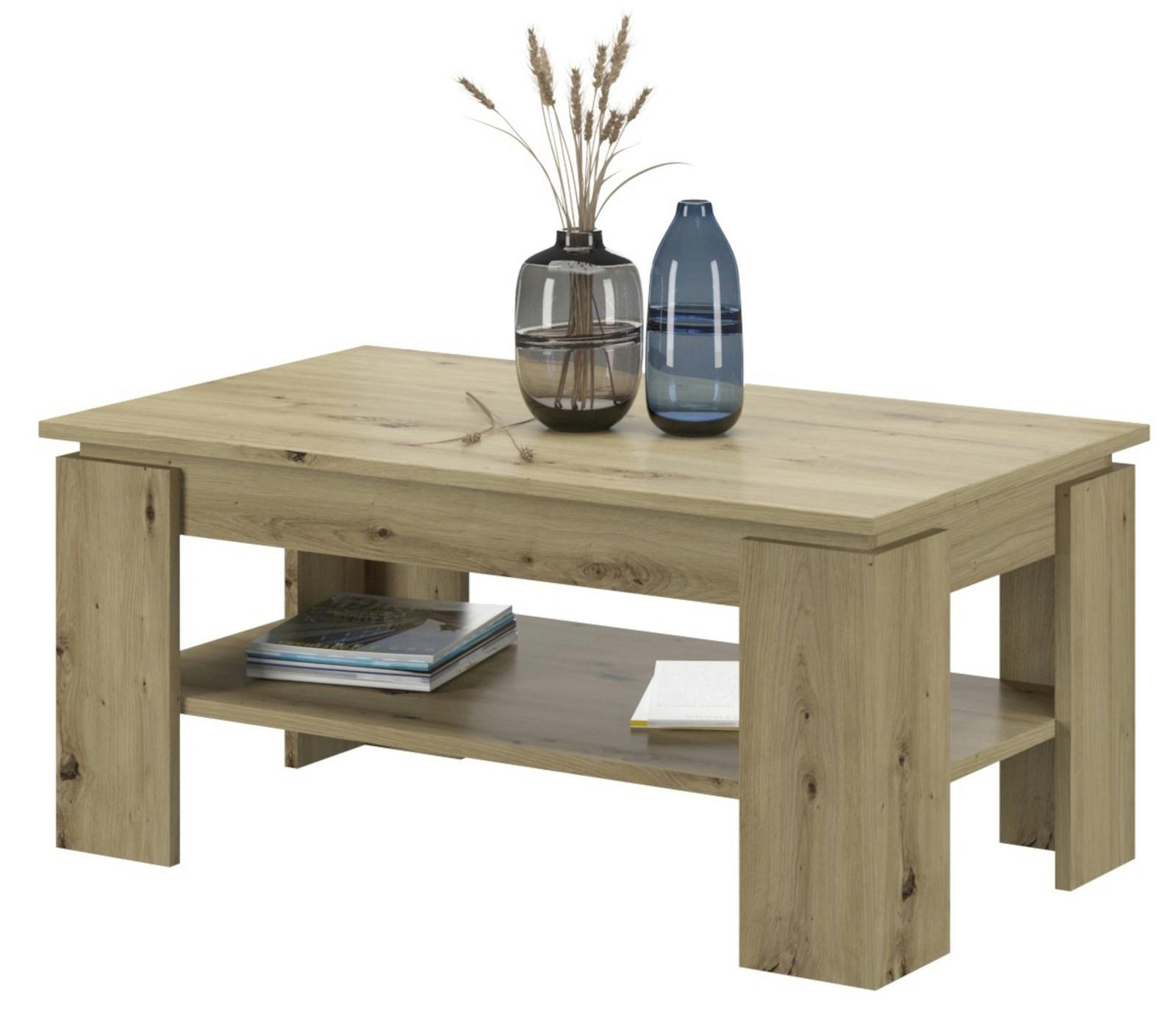 COUCHTISCH Artisan Eiche 100 x 60 cm, Wohnzimmertisch mit Stauraum - Eichefarben/Eiche Artisan, Holzwerkstoff/Metall (100/60/45cm) - Inn.Furn