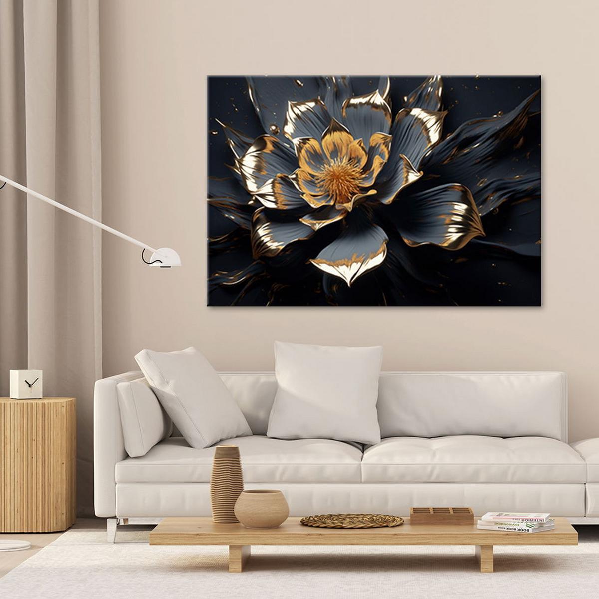 KUNSTDRUCK Schwarz 60/40 cm - Schwarz, Textil (60/40cm) - KUNSTLOFT