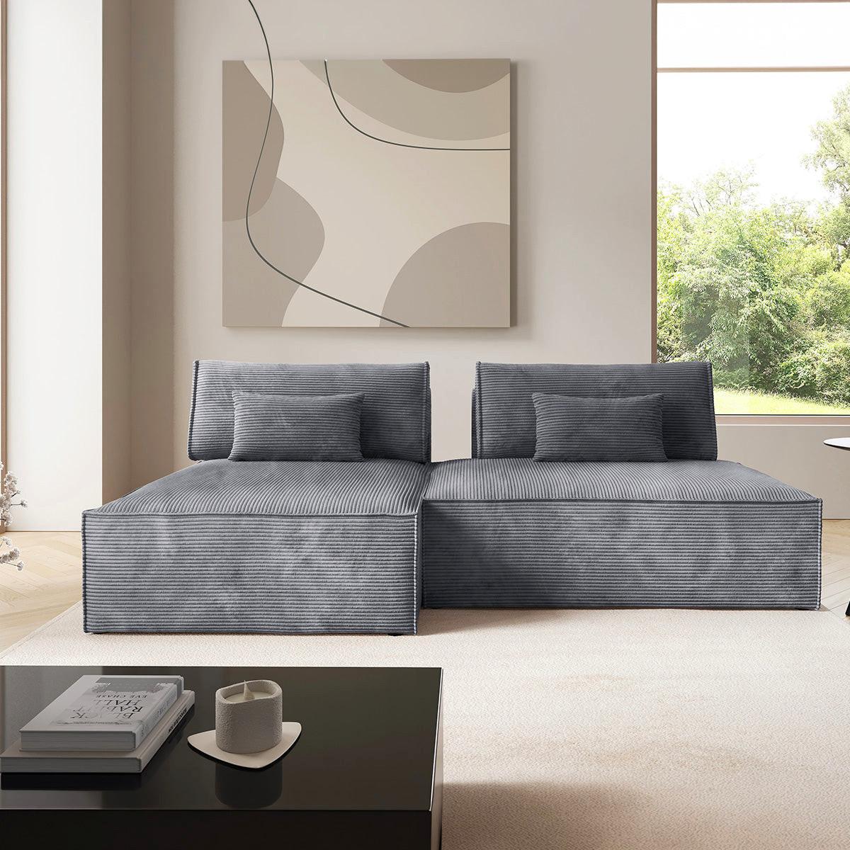 ECKSOFA Georgia Hellgrau - Grau, Holz (236/148cm) - Petits-meubles