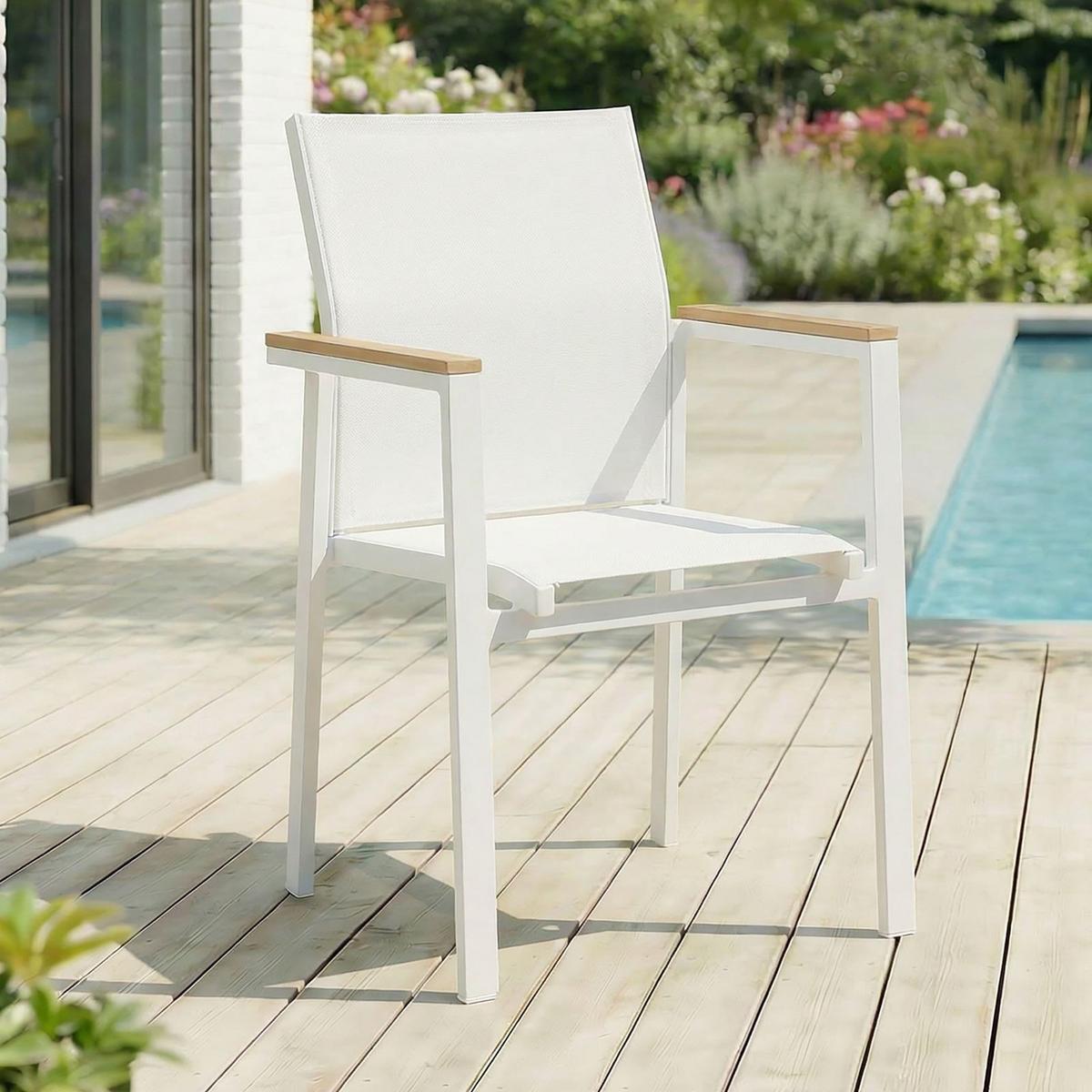 GARTENSTUHL WINDY 6ER-SET - Weiß, Textil (56/87/58cm) - IDIMEX