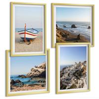 BILDER SET 4er Set - 50x50 cm & 40x60 cm Goldrahmen - Ansichten von Griechenland, Łódź, Häuser - Goldfarben, Kunststoff (50/50cm) - TULUP